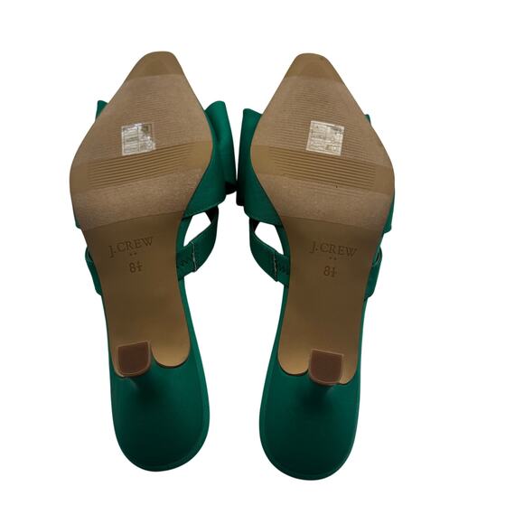 J. Crew Snip Toe Bow Kelly Green Formal Dressy Classy Mules Women's Size 8.5 - Picture 10 of 11